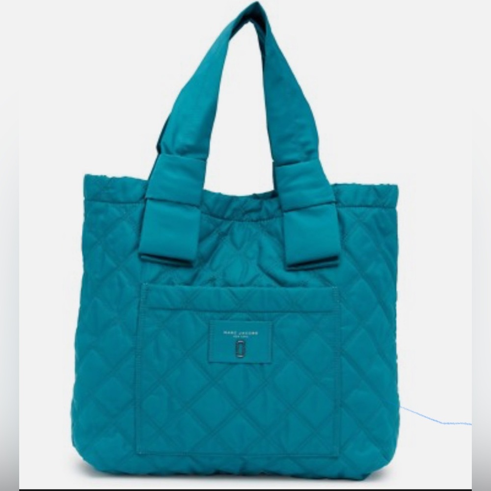Marc Jacobs Large Diamond Quilted Nylon Knot Tote – Peacock (Deep Teal)
